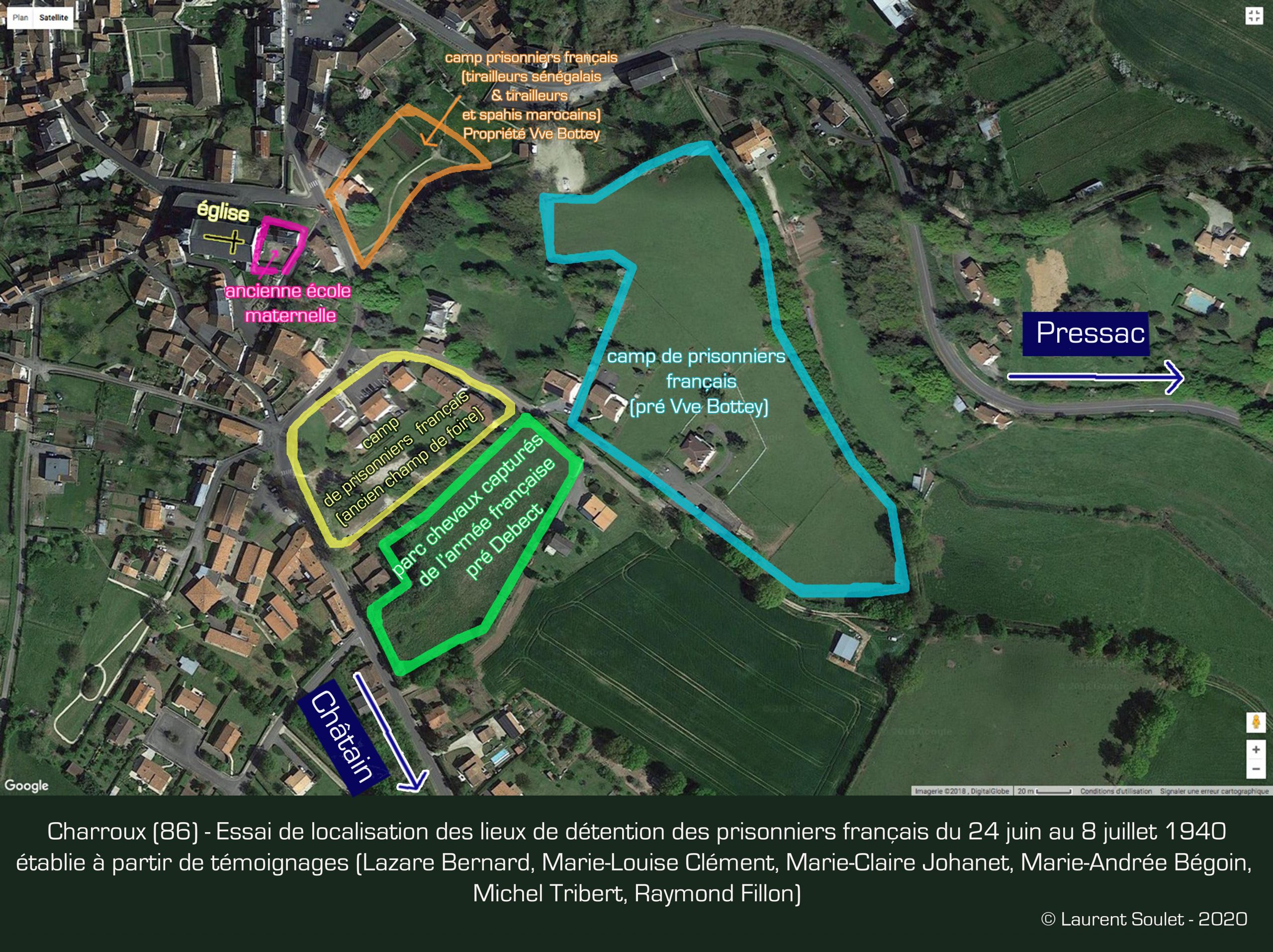 CHARROUX (86)- LOCALISATION CAMPS PRISONNIERS FRANCAIS JUIN 1940